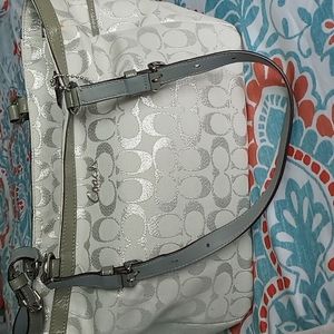 Coach purse. Gray/white